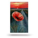 Obraz na Płótnie Czerwony Mak na Tle Krajobrazu